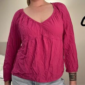 Old Navy Fuchsia V-Neck Blouse